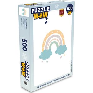 Puzzel Regenboog - Hartjes - Wolken - Stippen - Pastel - Kinderen - Legpuzzel - Puzzel 500 stukjes