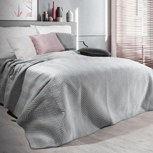 Oneiro’s luxe SOFIA Beddensprei Zilver - 230x260 cm – bedsprei 2 persoons - zilver – beddengoed – slaapkamer – spreien – dekens – wonen – slapen