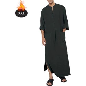 Bovista Islamitische Kleding - Djellaba Heren - Moslim Kleding - Arabisch Mannen Kaftan - Alhamdulillah - Donkergrijs XXL