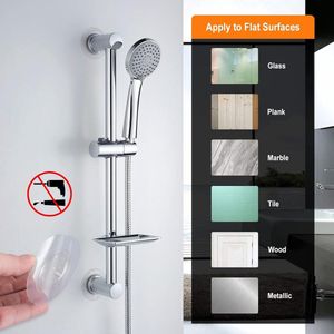Douchestangset - Zeepbakje - Slang - Handdouche - Beugel - Spijkerloze Installatie - Chroom Zilver