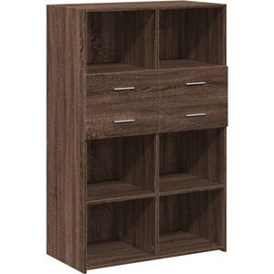 vidaXL - Hoge - kast - 80x42,5x124 - cm - bewerkt - hout - bruin - eikenkleurig