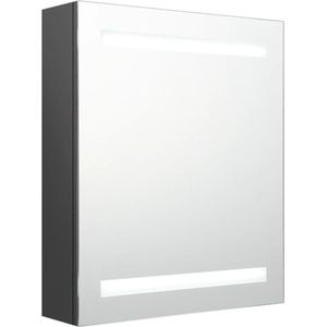 vidaXL - Badkamerkast - met - spiegel - en - LED - 50x14x60 - cm - grijs