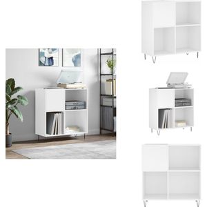vidaXL Platenkast - Platenkasten - Platenspeler Kast - Elpee Opbergkast - Platenkast 84-5x38x89 cm bewerkt hout wit