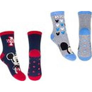 Mickey Mouse - Anti slip sokken - Grijs/Donker blauw - Maat 27-30
