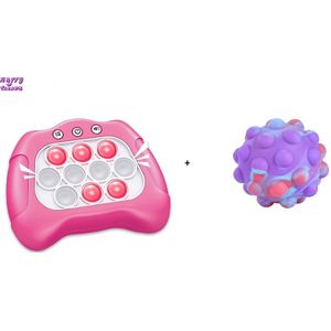 Happy Trendz® - Pop It Spel Game + Pop iT ball - Pop It Game - Fidget Toy - Pop It Controller - Pop It Pro - Fast Push - Montessori Speelgoed - Stressbal - Fidget Toys - Anti Stress Speelgoed - Jongens - Meisjes - Volwassenen - Fijne Motoriek - Roze