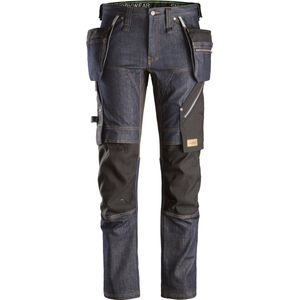 Snickers 6955 FlexiWork Denim Werkbroek+ met Holsterzakken - Denim blauw/Zwart - 58