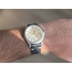 18mm Premium vintage leather watch strap Black / Vintage leer/ horloge band Zwart met quick release trekker