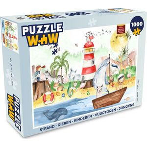 Puzzel Strand - Dieren - Kinderen - Vuurtoren - Jongens - Legpuzzel - Puzzel 1000 stukjes volwassenen