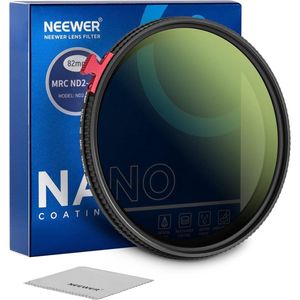 Neewer® - 82mm Variabel ND-filter ND2-ND400 met Verstelbare Draaiknop - Aanpasbaar Neutrale Dichtheid Camera Lensfilter (0.3-2.7, 1-9 Stops) - 30 Lagen Nano Gecoat/HD Optisch Glas/Waterbestendig/Krasbestendig/Ultra Dun