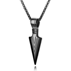 Heren Ketting met Kettinghanger - Mendes® - Zwart - 55cm - Viking Arrow Mannen Ketting  ✓ 100% Edelstaal ✓ In 3 uitvoeringen