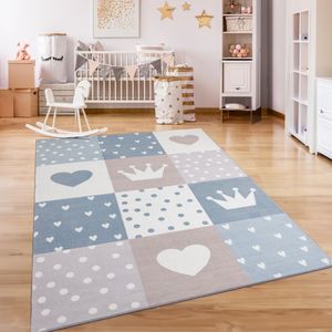 Paco Home Kindertapijt Kinderen Vloerkleed Kinderkamer Antislip Regenboog Hart Stippen 120x160 cm