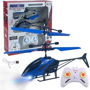 Rc helikopter - Hand bestuurbare en afstandsbediening bestuurbaar - Vliegend speelgoed- Blauw.