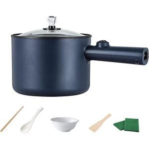 Elektrische Hotpot pan met deksel - 1,8 l - Elektrische hotpot voor slaapzaal - Handmatige Europese regelgeving versie van de elektrische kookplaat - voor snel verwarmen op reis - Slaapzaal (blauw)