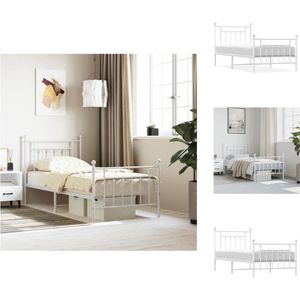 vidaXL Bedframe Klassiek - Robuust Metalen Frame - Extra Opbergruimte - Wit - 196 x 95 x 97 cm - Geschikt voor 90 x 190 cm matras - Montage vereist - vidaXL - Bed