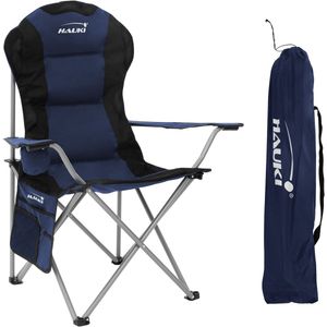 Opvouwbare campingstoel tot 150 kg blauw met bekerhouder incl. draagtas Hauki