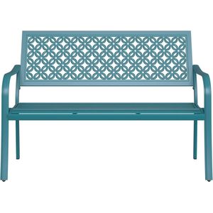 JGS ® Charmante Metalen Tuinbank met Rugleuning en Armleuningen voor 2-3 Personen - Retro Stijl