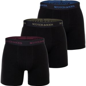 Scotch & Soda 3PK MENS SOLID COTTON STRETCH BOXER BRIEF UNDERWEAR Heren Onderbroek - Black/Bright - Maat M