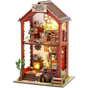 Premium Miniatuur bouwpakket -houten modelbouw- Bouwpakket - Voor Volwassenen (14+) - Modelbouwpakket - DIY - Poppenhuis – incl. Led Licht -Martin's magische hok