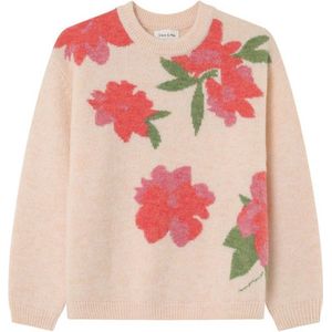 Beige gebreide trui met bloemenprint Luzerne - Grace & Mila