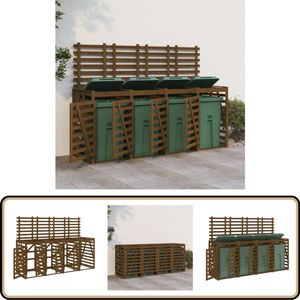vidaXL Containerberging - Viervoudig - Massief Grenenhout Houten Containerbergings - Afvalbakberging - Buitenopslag - Vuilniscontainer - Hout