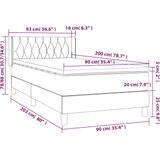 VidaXL Boxspring met Matras - Stof Donkerbruin - 90x200 cm