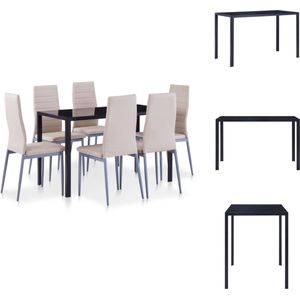 vidaXL Eetkamertafel En Eetkamerstoel - Eetkamertafels En Eetkamerstoelen - Eetkamer Set - Eetkamer Sets - 7-delige Eethoek cappuccino