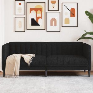 vidaXL Tweezitsbank - Zwart - Stof - Modern design Tweezitsbank - Zwarte Bank - Banks Kopen - Comfortabele Bank - Stoffen Bank