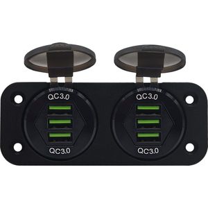 ProRide 12V USB Stopcontact 6 Poorten - Tweevoudig Inbouw - QC3.0 - DS2085B - USB Autolader, Boot en Camper