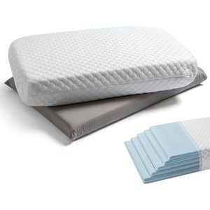5-laags verstelbaar hoofdkussen, 60 x 40 cm, traagschuim met ritssluiting, 16 hoogte-instellingen van 2 tot 13 cm, wasbaar nekkussen voor mensen met allergieën,