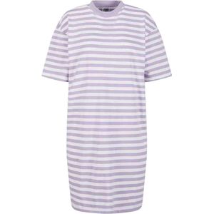 Urban Classics - Oversized Striped Tee Korte jurk - XS - Wit/Lila