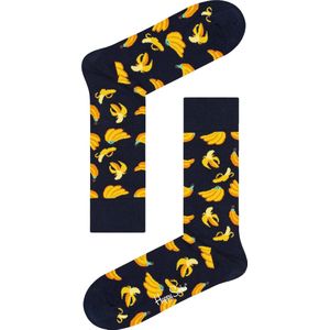 Happy Socks Banana Sock Unisex gele bananen op blauw - Maat 41-46