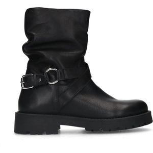 Manfield Leren Bikerboots Zwart