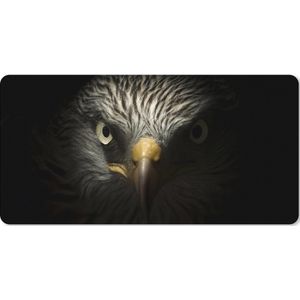 Muismat XXL - Bureau onderlegger - Bureau mat - Vogel - Adelaar - Roofvogels - Oog - Snavel - Licht - 80x40 cm - XXL muismat