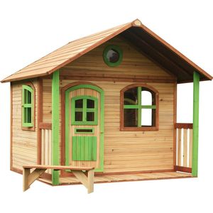 AXI Milan Speelhuis in Bruin/Groen - Speelhuisje voor de tuin / buiten - FSC hout - Tuinhuisje met veranda voor kinderen - 10 jaar garantie