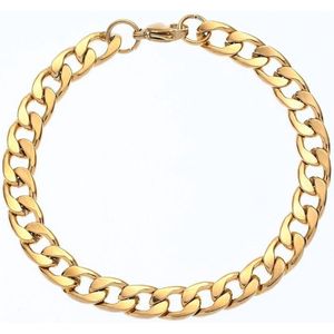 Cuban Link Heren Armband - Goud Kleurig - 5mm - Staal - Schakelarmband - Armbanden - Cadeau voor Man - Mannen Cadeautjes Accesoires