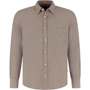 BOSS Relegant Overhemd Linnen Taupe - Maat L - Heren - Overhemden Casual