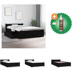 vidaXL Bedframe met lades zwart 90x200 cm - Bed - Inclusief Houtreiniger en verfrisser