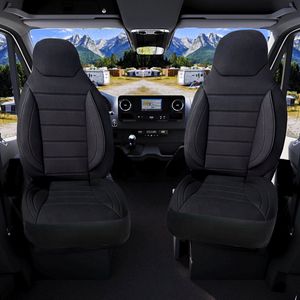 Stoelhoezen voor Iveco Iveco Daily 6 bestelbus in pasvorm, set van 2 stuks - bestuurder 1 + 1 passagierszijde | Met armleuning hoezen | CBS104 | Zwart