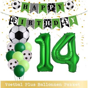 Cijfer Ballon 14 Jaar - Voetbal Ballonnen - Snoes - Pluspakket - set van 12 Sport Voetbalfan Voetbal Jongen/Meisje - Sportieve - Voetbal Vrouwen Mannen - Kinderfeestje - Verjaardag - Helium Ballon nummer 14