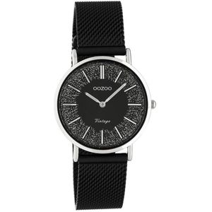 OOZOO Vintage series - zilverkleurige horloge met zilverkleurige metalen mesh armband - C20141 - Ø32