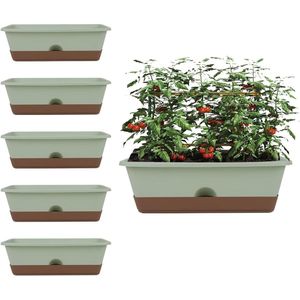 Bloempot met plank - vierkante plantenpot voor bloemen, groenten en fruit - ademend en drainend - tuinbloembak voor vetplanten en klimplanten