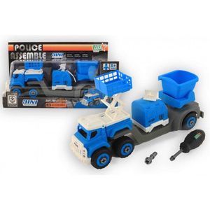 Jonotoys Vrachtwagen Police Assemble Junior 27 Cm Blauw 2-delig