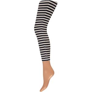 Apollo - Legging Dames - Stripes - Zwart/Wit - Maat S/M - Legging - Feestlegging - Legging carnaval - Legging meisje - Leggings