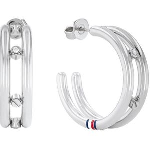 Tommy Hilfiger Dames oorringenOorbellenOorhangers Staal - CrystalZilverkleurig
