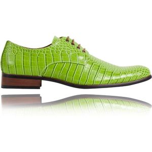 Green Gator - Maat 46 - Lureaux - Kleurrijke Schoenen Voor Heren - Veterschoenen Met Print