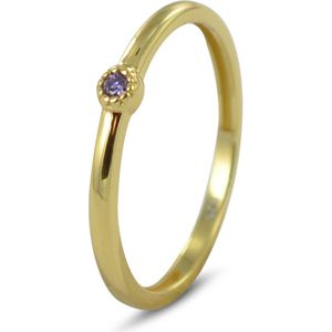 Silventi 9SIL-22238 Zilveren Ring - dames - Zirkonia - 2,9 mm Doorsnee - Lila - Maat 56 - Zilver - Gold plated (Verguld/Goud op Zilver)