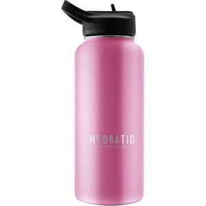 Hydratio Fusion Thermosfles Roze 1L - Thermosfles - Waterfles 1 Liter - Drinkfles 1 Liter - Lekvrij - BPA vrij - Drinkflessen - Sport Drinkflessen - Roze