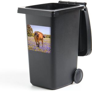 Container sticker Paard - Bloemen - Boerderijdier - Paars - 40x40 cm - Kliko sticker