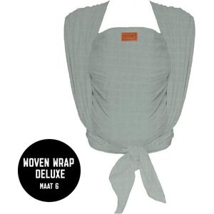 ByKay Draagdoek Woven Wrap Deluxe - Ergonomische Draagdoek voor Babies tot Peuters van 23kg - Draagbaar op Buik, Heup en Rug - Minty Grey - Maat 6