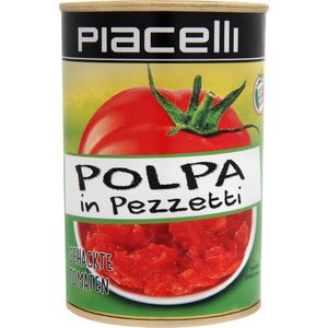 Piacelli Polpa in Pezzetti - gehakte tomaten 400g - Tray 12 Blik